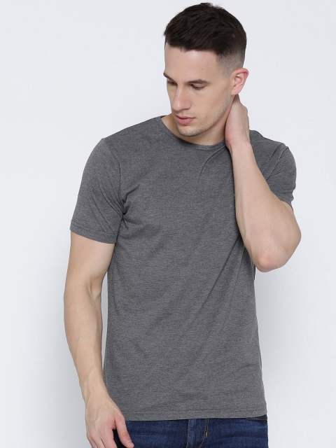 

The Indian Garage Co Men Grey Melange Solid Round Neck T-Shirt