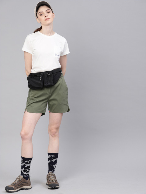 

HRX by Hrithik Roshan Women Olive Green Solid Outdoor Regular Fit Shorts