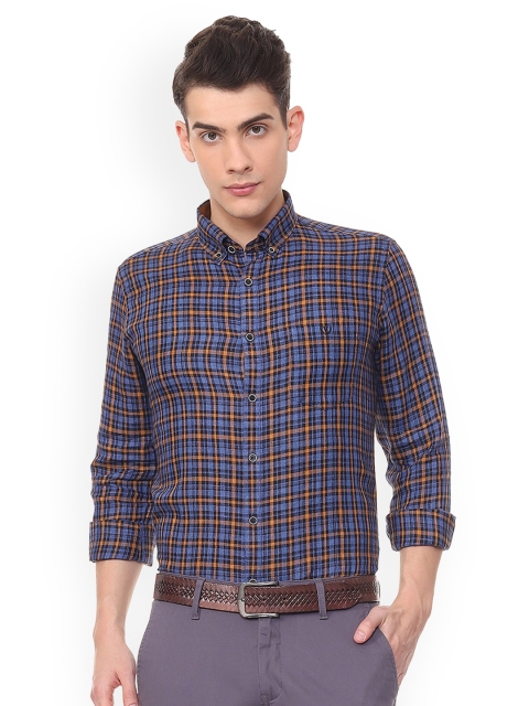 

Van Heusen Sport Men Blue & Orange Slim Fit Checked Formal Shirt
