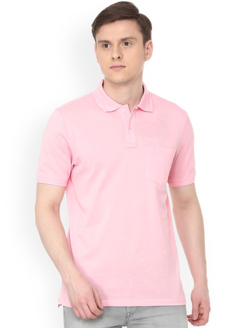 

Louis Philippe Men Pink Solid Polo Collar T-shirt