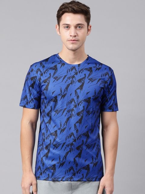 

HRX by Hrithik Roshan Men Blue & Black Printed Round Neck Rapid-Dry Running T-shirt