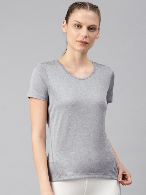 

HRX by Hrithik Roshan Women Grey Solid Round Neck T-shirt