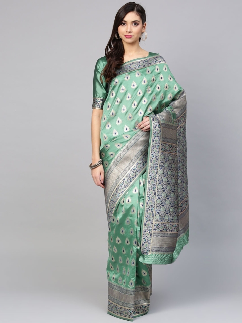 

Saree mall Green Woven Design Banarasi Saree