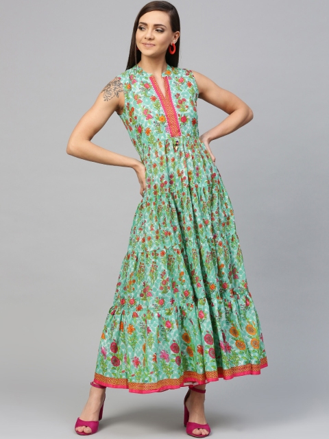 

PINKSKY Women Green Printed Maxi Dress