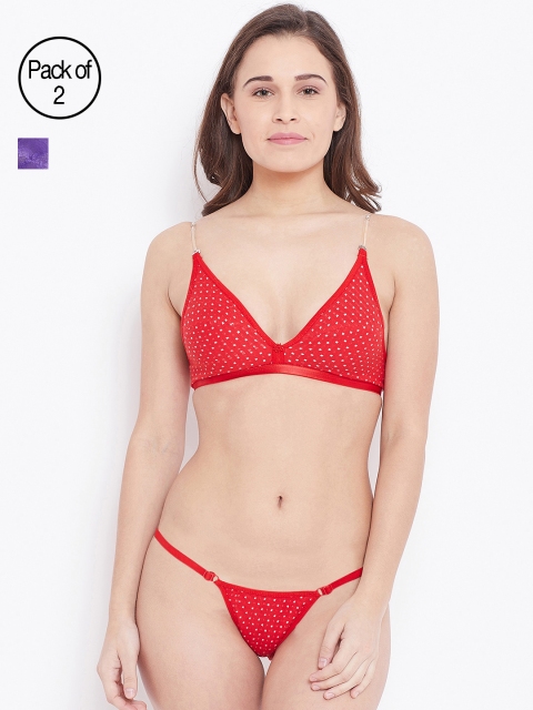 

N Gal Pack Of 2 Printed Lingerie Sets NTDLS02-04, Red