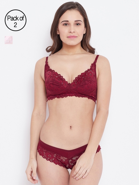 

N-Gal Pink & Maroon Pack Of 2 Lingerie Set NTDLS07-12