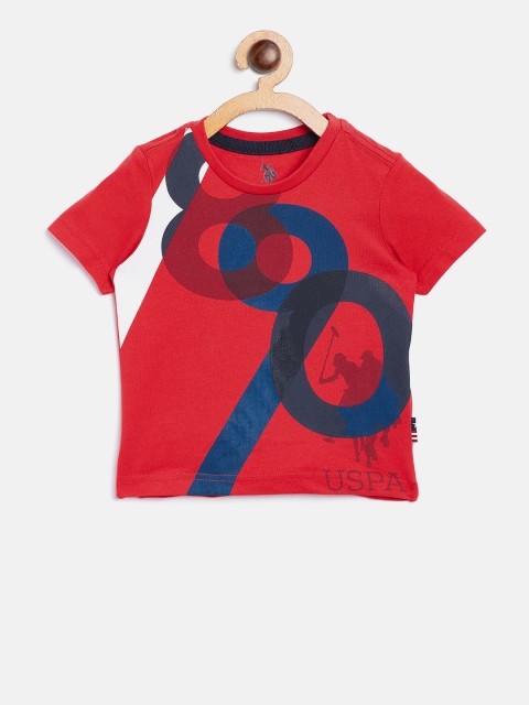 

U.S. Polo Assn. Kids Boys Red Printed Round Neck T-shirt