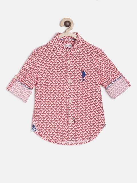 

U.S. Polo Assn. Kids Boys Red & White Regular Fit Printed Casual Shirt