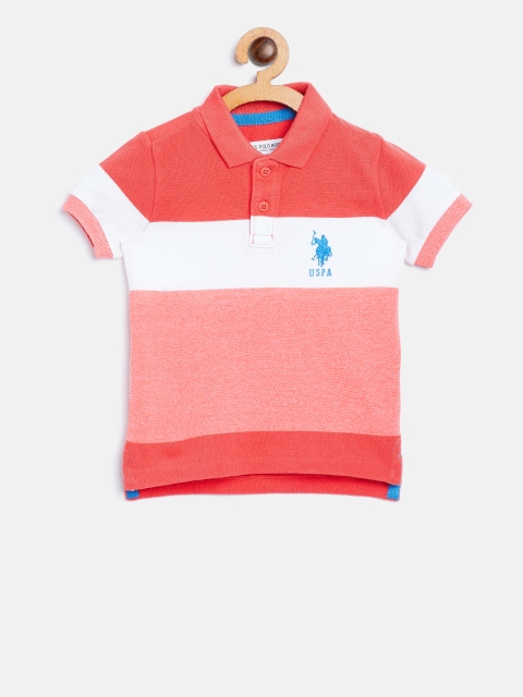 

U.S. Polo Assn. Kids Boys White & Pink Colourblocked Polo Collar T-shirt
