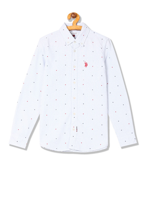 

U.S. Polo Assn. Kids Boys Blue Regular Fit Printed Casual Shirt