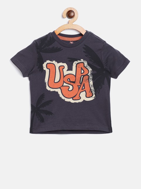 

U.S. Polo Assn. Kids Boys Purple Printed Round Neck T-shirt