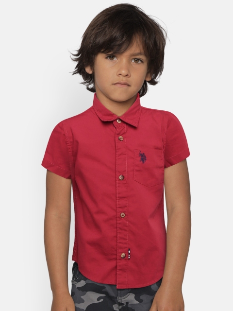 

U.S. Polo Assn. Kids Boys Red Regular Fit Solid Casual Shirt