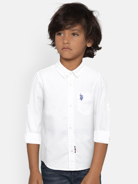 

U.S. Polo Assn. Kids Boys White Regular Fit Solid Casual Shirt