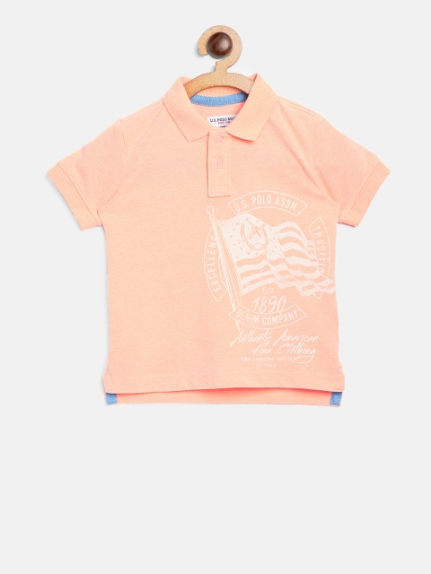 

U.S. Polo Assn. Kids Boys Neon Orange Printed Polo Collar T-shirt