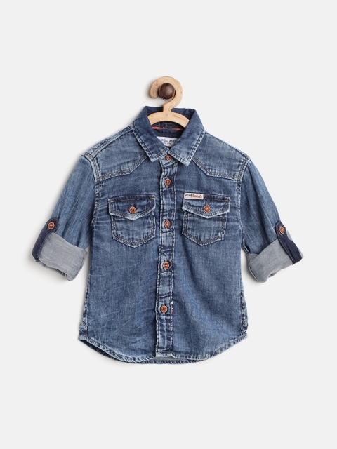 

U.S. Polo Assn. Kids Boys Navy Blue Faded Regular Fit Casual Shirt