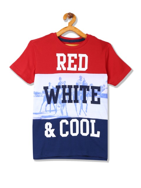 

U.S. Polo Assn. Kids Boys Red Printed Round Neck T-shirt