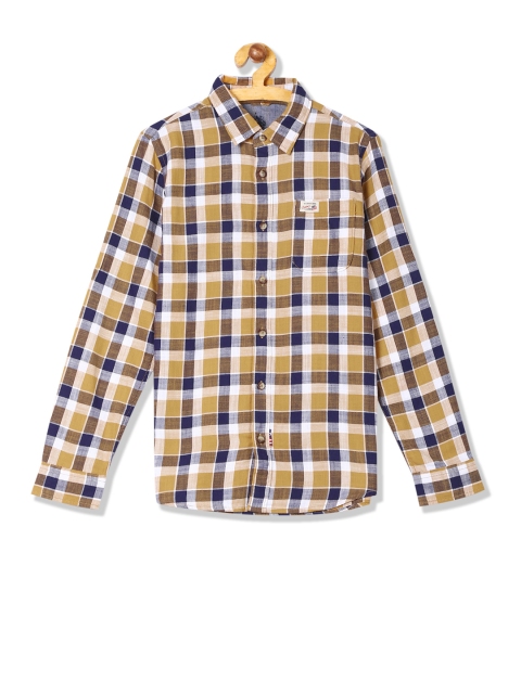 

U.S. Polo Assn. Kids Boys Black & Mustard Regular Fit Checked Casual Shirt