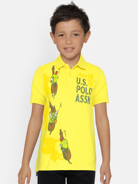 

U.S. Polo Assn. Kids Boys Yellow Printed Polo T-shirt