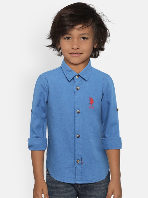 

U.S. Polo Assn. Kids Boys Blue Regular Fit Solid Casual Shirt