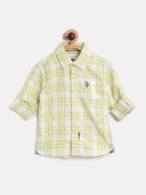 

U.S. Polo Assn. Kids Boys Yellow & White Regular Fit Checked Casual Shirt