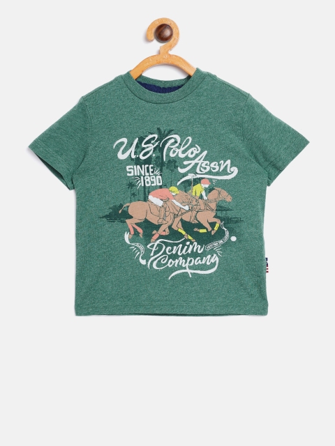 

U.S. Polo Assn. Kids Boys Olive Green Printed Round Neck T-shirt