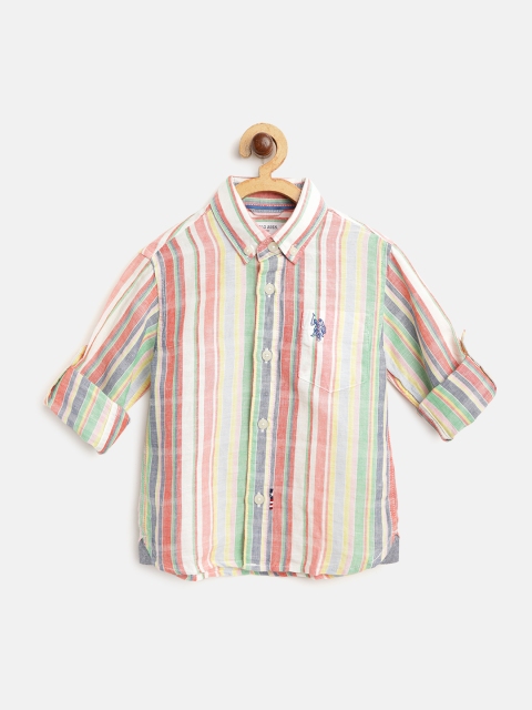 

U.S. Polo Assn. Kids Boys Multicoloured Regular Fit Striped Casual Shirt, Multi