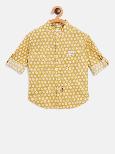 

U.S. Polo Assn. Kids Boys Mustard Yellow Regular Fit Printed Casual Shirt