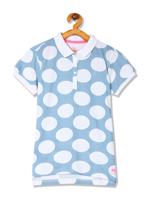 

U.S. Polo Assn. Kids Girls White Printed Polo Collar T-shirt