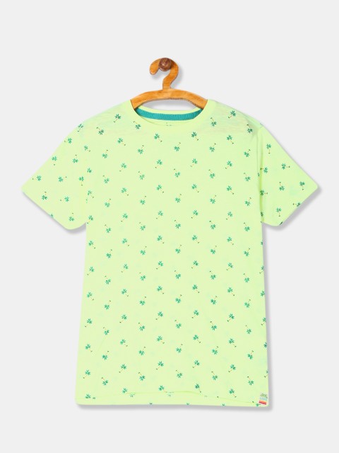 

U.S. Polo Assn. Kids Boys Lime Green Printed Round Neck T-shirt
