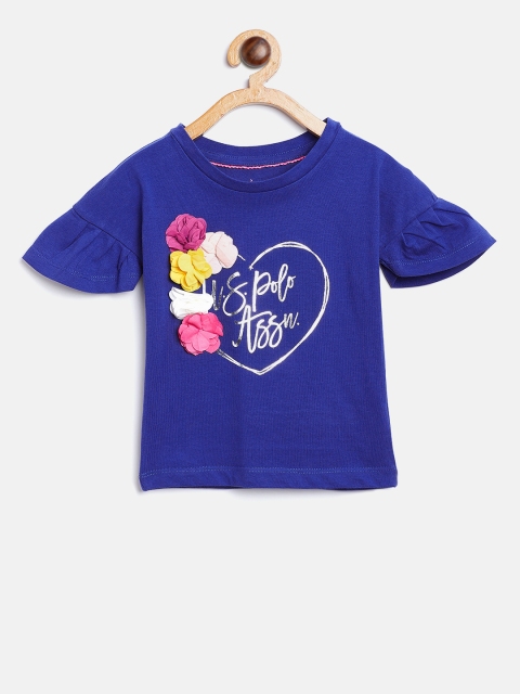 

U.S. Polo Assn. Kids Girls Royal Blue Printed Top