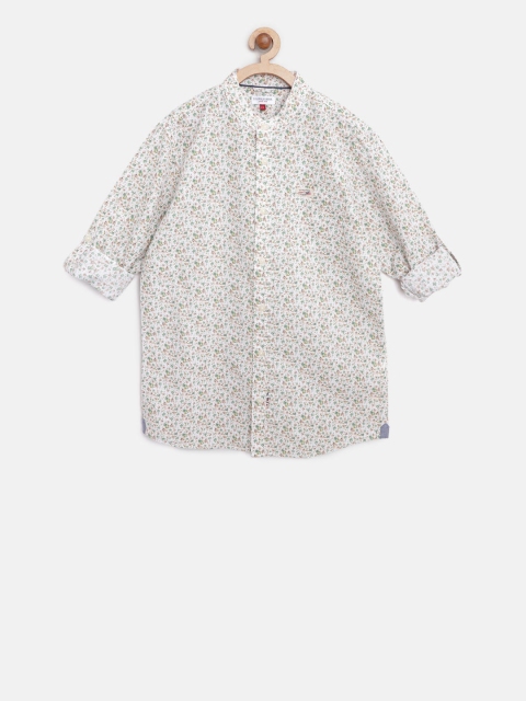 

U.S. Polo Assn. Kids Boys Beige & Green Regular Fit Printed Casual Shirt