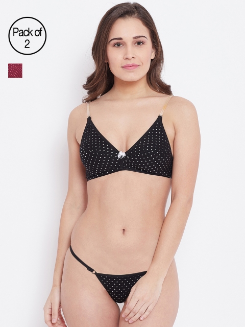 

N Gal Pack Of 2 Printed Lingerie Sets NTDLS02, Black