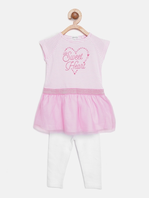 

Mothers Choice Girls Pink & White Striped Top with Leggings