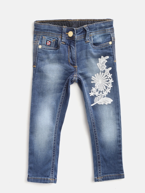 

U.S. Polo Assn. Kids Girls Blue Jenny Girlfriend Fit Mid-Rise Clean Look Stretchable Jeans