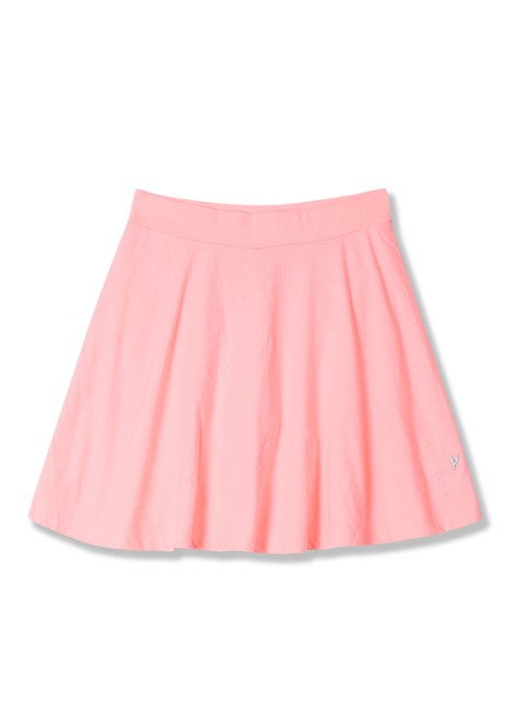 

U.S. Polo Assn. Kids Girls Pink Solid Flared Skirt with Shorts