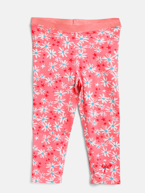 

U.S. Polo Assn. Kids Girls Pink & White Printed Leggings