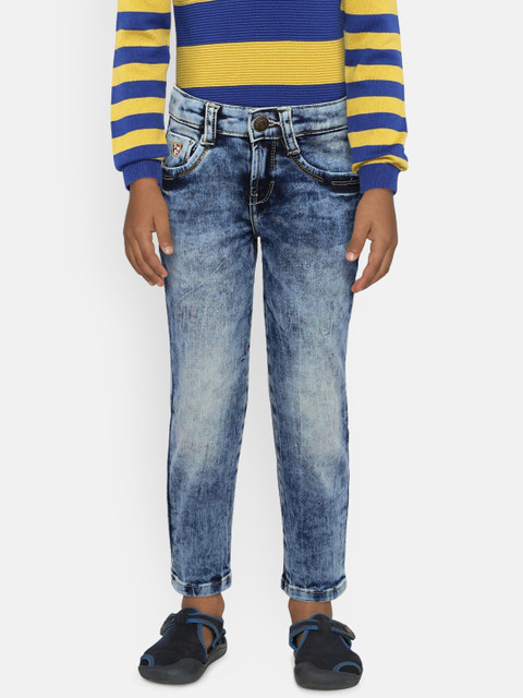 

U.S. Polo Assn. Kids Boys Blue Slim Fit Mid-Rise Acid Wash Clean Look Stretchable Jeans