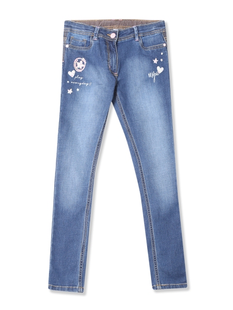 

U.S. Polo Assn. Kids Girls Blue Regular Fit Mid-Rise Clean Look Jeans