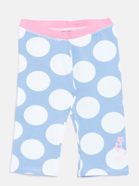 

U.S. Polo Assn. Kids Girls Blue & White Printed Leggings