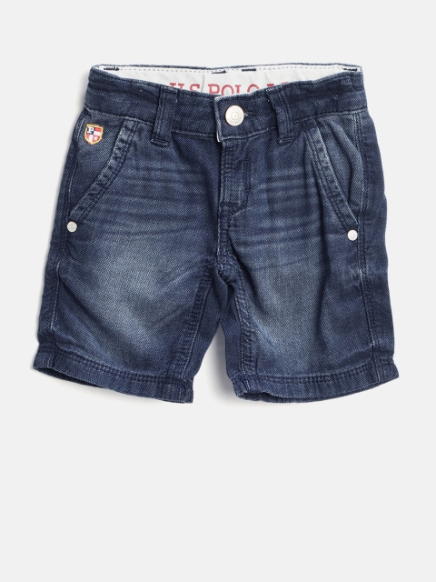 

U.S. Polo Assn. Kids Boys Navy Blue Washed Slim Fit Denim Shorts