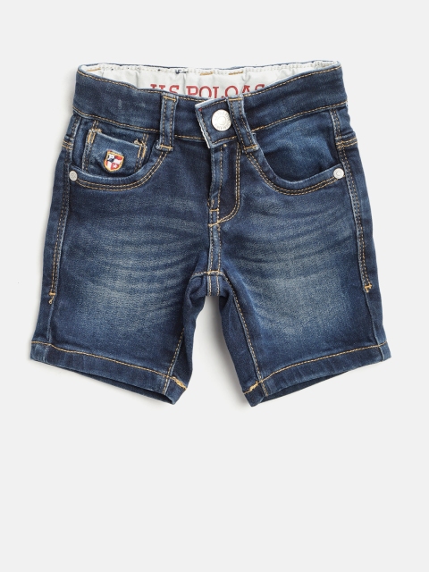 

U.S. Polo Assn. Kids Boys Navy Blue Washed Slim Fit Denim Shorts