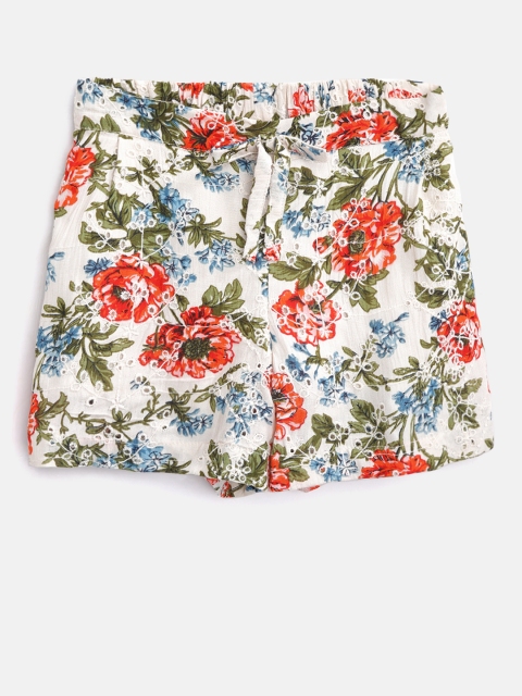 

U.S. Polo Assn. Kids Girls Off-White & Red Printed Regular Fit Shorts