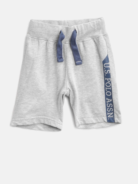 

U.S. Polo Assn. Kids Boys Grey Melange Solid Regular Fit Shorts