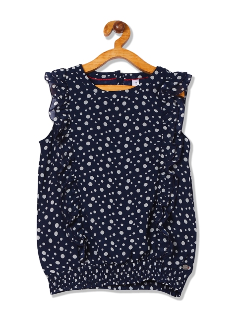 

U.S. Polo Assn. Kids Girls Blue Printed Blouson Top