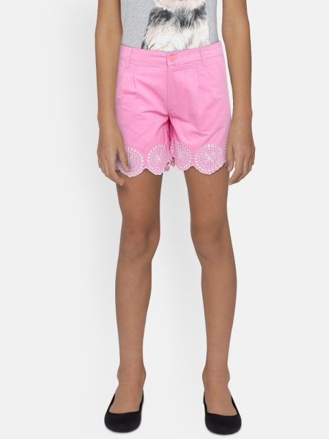 

U.S. Polo Assn. Kids Girls Pink Solid Regular Fit Shorts