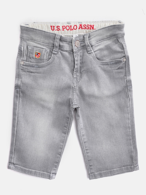 

U.S. Polo Assn. Kids Boys Grey Washed Regular Fit Denim Shorts