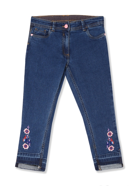 

U.S. Polo Assn. Kids Girls Blue Regular Fit Mid-Rise Clean Look Jeans
