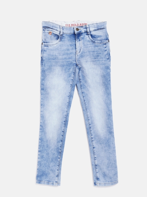 

U.S. Polo Assn. Kids Boys Blue Regular Fit Mid-Rise Clean Look Stretchable Jeans