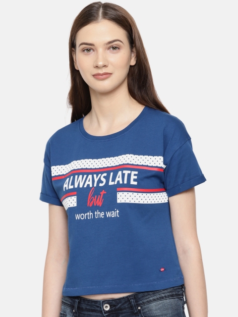 

Lee Cooper Women Blue Printed Round Neck T-shirt