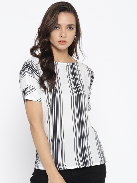 

Lee Cooper Women White & Black Striped Top